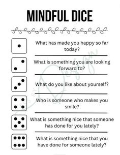 Staff Mindfulness Activities, Fun Mindfulness Activities For Adults, Gratitude Ice Breaker, Dice Therapy Game, Group Counseling Activities Icebreakers Adults, Wise Mind Activities, Tdt Interventions, Ice Breaker Activities For Kids, Activities For Adults Group