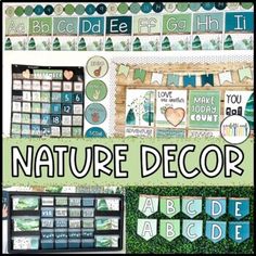 a collage of nature decor with words and pictures