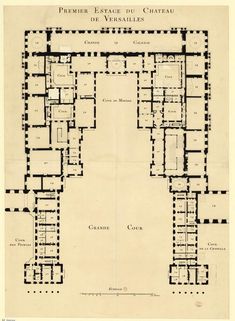 an old building with several floors and plans on the front, side, and top