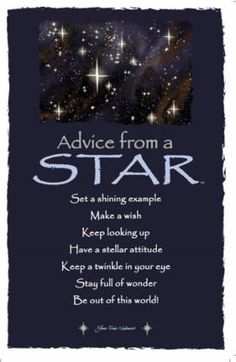 advice from a star with stars in the background