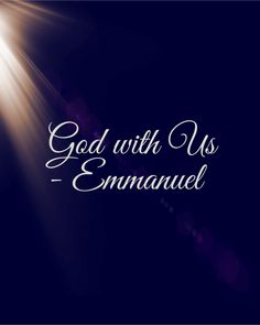 the words god with us entangleed on a dark background and light coming from behind it