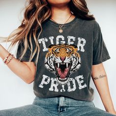 Tiger Pride Shirts, Tiger Tshirt, Summer Wear For Women, Go Tigers