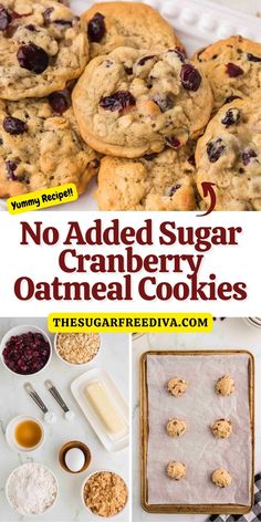 Cranberry Oatmeal Cookies Sugar Free Ambitious Kitchen Cookies, Zero Sugar Cookies, Christmas Cookies Swap Recipes, Sugar Free Holiday Treats, Clean Cookie Recipes, Cranberry Cookies Fresh Cranberries, No Sugar Christmas Cookies, No Sugar Added Recipes, Reduced Sugar Desserts