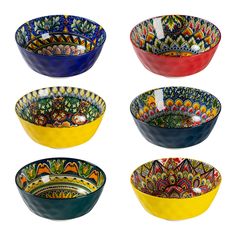 four bowls with different designs on them