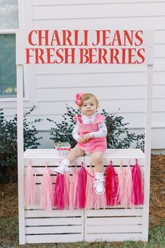 Charli Jean’s Berry First Birthday - XO Haley Jean Diy Market Stand, First Birthday Diy, Ball Pit With Slide, Berry First Birthday Party, Market Stands, I Want Her, Sweet Baby Girl, Diy Letters