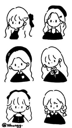 some drawings of people with different hair styles and hairstyles, all in black and white