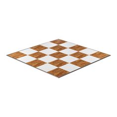 a white and brown checkered board on a white background with no people around it