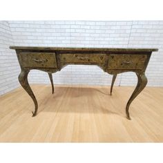 an antique desk with two drawers on one side and a drawer on the other end