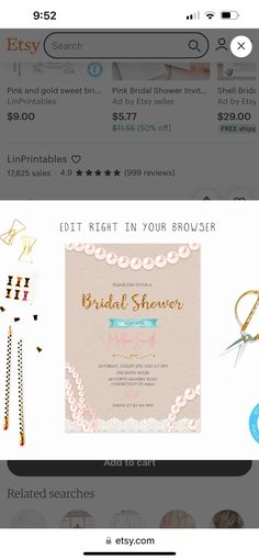 the website for bridalshop is displayed on an iphone screen, with other items in