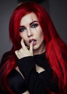 League of Legends - Katarina Lacefrontal Hairstyle, Red Wigs, Aesthetic Hair, Hair Wig, Cosplay Wigs