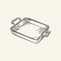 a drawing of a tray on a white background