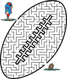 a football maze is shown with an image of a ball and a man in the background