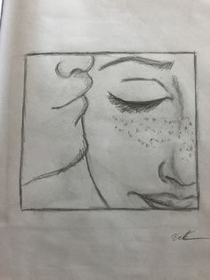 a drawing of a woman's face with her eyes closed