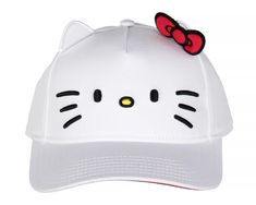 PRICES MAY VARY. OFFICIALLY LICENSED HELLO KITTY HEADWEAR - Elevate your style with this adorable officially licensed Hello Kitty Snapback Hat. Sporting the iconic feline's embroidered face and signature whiskers, this hat captures the essence of everyone's favorite kitty in a playful yet fashionable way EMBROIDERED 3D DESIGN - This white hat features an embroidered face and whisker design that we all recognize and love. With 3D ears that pop out and a charming bow accent, this hat adds a touch Hello Kitty Baby Hat, White Novelty Adjustable Baseball Cap, White Novelty Snapback Hat With Curved Brim, Hello Kitty Costume, Embroidered Face, Cap For Men, White Hat, Pop Out, Red Bow