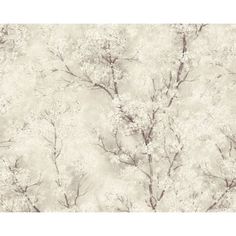 a white wallpaper with trees and branches on the top right side, in an off - white color