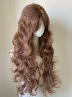 brown lace wig #wigstyling #wigsale #wigshop #wiglovers #wigmurah #wiggle #wigcosplay #wiginstallation #wigunits #wigforsale #wigstore Fairy Wigs Hair, Pink Wig Aesthetic, Brown Wig Aesthetic, Korean Wig Long Hair, Harajuku Wigs, Cinnamon Hair, Beautiful Hairstyle