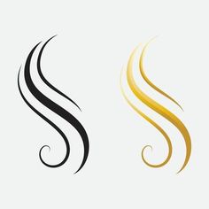 two black and gold swirls on a white background - kosten stock - grafet bilder