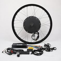 an electric bicycle wheel with wires and cables