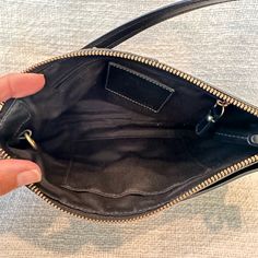 Stunning Old School Wristlet Coach Purse. Fits The Basics: Phone, Wallet And Keys. Black Heavy Leather, Brass Hardware. Small Front Pocket Coach Mini Purse, Wristlet Coach, Coach Purse, Mini Purse, Phone Wallet, Coach Purses, Brass Hardware, The Basics, Coach Bags