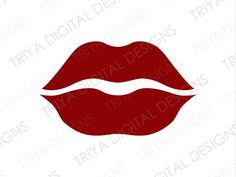 a red lips silhouette on white background