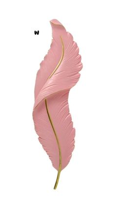 a pink flower that is in the shape of a long, thin leaf with gold accents