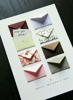 there are many different types of envelopes on the card that says happy mother's day