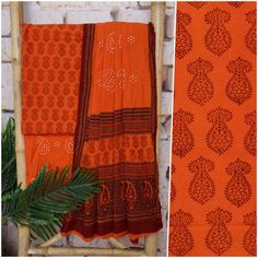Traditional Crafts, Brushed Cotton, Natural Dyes, Base Colour, Block Print, Pure Cotton, Orange, Pure Products, Fabric