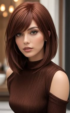 Model Tattoos Woman, Layered Haircuts For Medium Hair, Hair Color Auburn, Short Hair Color, Hair Color And Cut, Medium Hair Cuts, American Beauty, Medium Length Hair Cuts