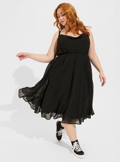 Plus Size Chiffon Midi Dress, Plus Size Dreas, Dress For Plus Women, Plus Size Drsses, Plus Size Dreess, Plus Size Cowl Neck, Chiffon Dresses For Plus Size Women, Comfy Goth, Plus Size Spring Dresses