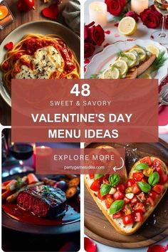 valentine's day menus with text overlaying the image and below it