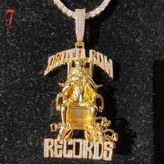 TopBling Hip Hop Large Deathrow Records Letters Pendants Necklace for Men Cubic Zirconia Charms 18K Deathrow Records, Pendants Necklace, Letter Pendant Necklace, Necklace For Men, Letter Pendants, Real Gold, Men Necklace, Prong Setting, Cubic Zirconia