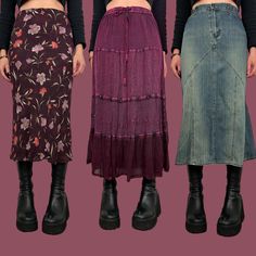 Which skirt is your favourite? 1,2,3,4,5 or 6 🌙✨✨✨ Follow us so you don’t miss out 🌞 Fashion Design Aesthetic, Whimsigoth Skirt Outfit, Whimsigoth Skirt, Midi Skirt Fairy Grunge, Whimsigothic Clothes Skirts, Maxi Skirt Whimsigoth, Sophie Seddon, Whimsigoth Outfits, Vintage Wishlist