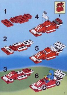 the instructions to build a lego fire truck and rescue vehicle from the movie, it's all in red