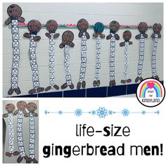 a bulletin board with gingerbread men on it and the words life - size gingerbread men