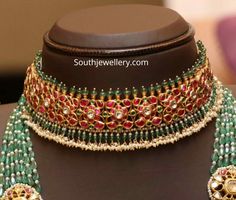 Beads Haram, Vintage Indian Jewelry, Ruby Jewelry Necklaces, Bridal Necklace Designs, Kundan Jewellery Set, Antique Gold Jewelry Indian, Kundan Choker, Gold Mangalsutra Designs