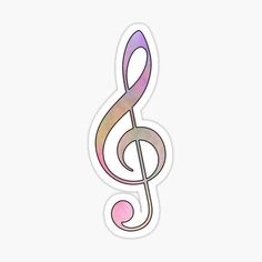 a treble sticker on a white background with pink, purple and blue colors