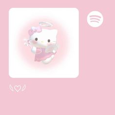 the hello kitty wallpaper is pink and has an angel on it's head