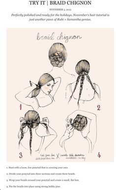 Braided Chignon Tutorial, Braided Chignon, How To Braid, Peinados Recogidos, Braid Hair, Hair Updos