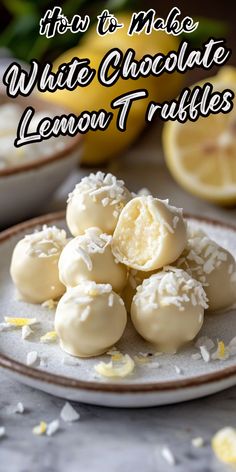 white chocolate lemon truffles on a plate