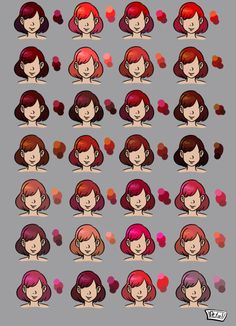 the different types of women's hair are depicted in this cartoon character creation sheet