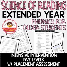 the science of reading extended year phonics for older students with text and pictures