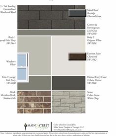 some different types of siding materials and colors for the house, including grays, browns