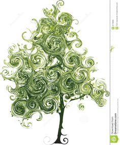 an abstract green tree with swirly branches