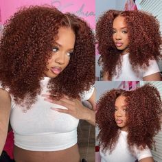 Beautyforever 33B Auburn Lace Front Wigs Kinky Curly 13x4 Lace Front Wigs Pre-plucked With Babyhair Hair Color Auburn Brown, Reddish Brown Hair, Coloring Process, Lace Front Wigs Human Hair, Hair Color Auburn, Glueless Wig, Remy Human Hair Wigs, Curly Human Hair Wig, Wigs Human Hair