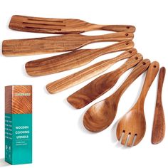 PRICES MAY VARY. 🌲【Premium Quality Acacia Wood】Crafted from high-quality acacia wood, this 8-piece kitchen utensil set ensures durability and aesthetic appeal. The natural grain and color of the wood add a touch of elegance and warmth to your kitchen, making cooking more enjoyable. Each piece is carefully finished to highlight the unique patterns of the wood, providing both functionality and beauty. Utensils may vary in shade because of its natural material. 🌲【Versatile Design】This set includes 4 solid spatulas, 1 slotted spatula, 1 salad fork, 1 spoon, and 1 butter knife, catering to all your cooking needs. Each tool is uniquely designed for different tasks such as stirring, flipping, serving, and spreading. Whether you're preparing salads, stir-frying, or baking, this set offers the pe Spatula Set, Salad Fork, Butter Knife, Wooden Spoon, Wooden Kitchen, Kitchen Utensils, Cookware