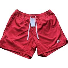 Nwt Nike Sportswear Sport Essential Lined Flow Shorts Red Xl Men New With Tags No Holes, Rips Or Stains. See Photos. More Benefits Side Seam Pockets Provide Quick Small-Item Storage. Flap Back Pocket Features Internal Reinforced Bungee Loop For Secure Storage Of A Key Or Card. Futura Logo On The Left Leg Is Embroidered. The Woven Flag Label Above The Back Right Pocket Elevates The Look. Product Details Standard Fit For A Relaxed, Easy Feel Body: 100% Polyester. Lining: 100% Polyester Machine Was Sporty Swim Trunks With Built-in Shorts For Leisure, Casual Training Bottoms With Drawstring, Casual Red Activewear With Relaxed Fit, Red Leisure Bottoms With Elastic Waistband, Red Sportswear Bottoms For Gym, Red Relaxed Fit Activewear For Athleisure, Casual Red Activewear, Red Relaxed Fit Athleisure Activewear, Nike Moisture-wicking Bottoms For Leisure