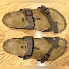 Brand New. No Tags No Box. Selling These For My Dad. He Never Got Around To Wearing Them. Size Uk 9.5 Us 10 Men Birkenstock, Shoes Birkenstock, Birkenstock Brown, Birkenstock Mayari, Birkenstock Shoes, My Dad, Flip Flop Sandals, Birkenstock, Flip Flops