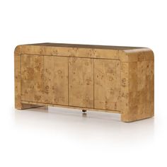 the sideboard is made out of wood and has two doors on one side, and three drawers on the other