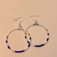 Bead Hoop Earrings-Silver Clay Bead Earrings, Seed Bead Hoop Earrings, Bead Hoop Earrings, Clay Bead, Hand Crafted Jewelry, Beaded Hoop Earrings, Handmade Clay, Beaded Hoops, Crafted Jewelry