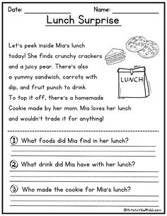 the lunch surprise worksheet for kids